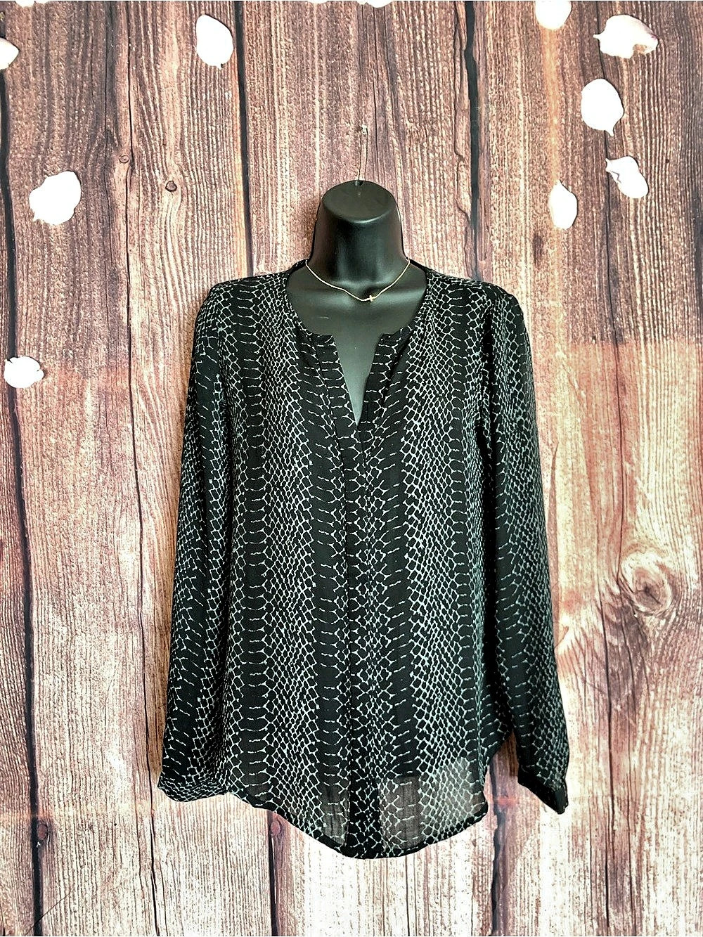 Catherine Malandrino Animal Print Blouse in Black & White Size XS
